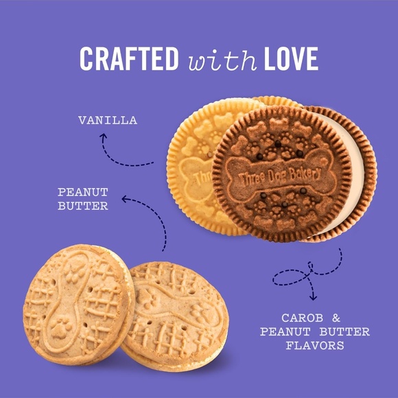 Treats- Three Dog Bakery Lick'n Crunch! Sandwich Cookies Variety Pack 3 Pack New - Picture 3 of 5